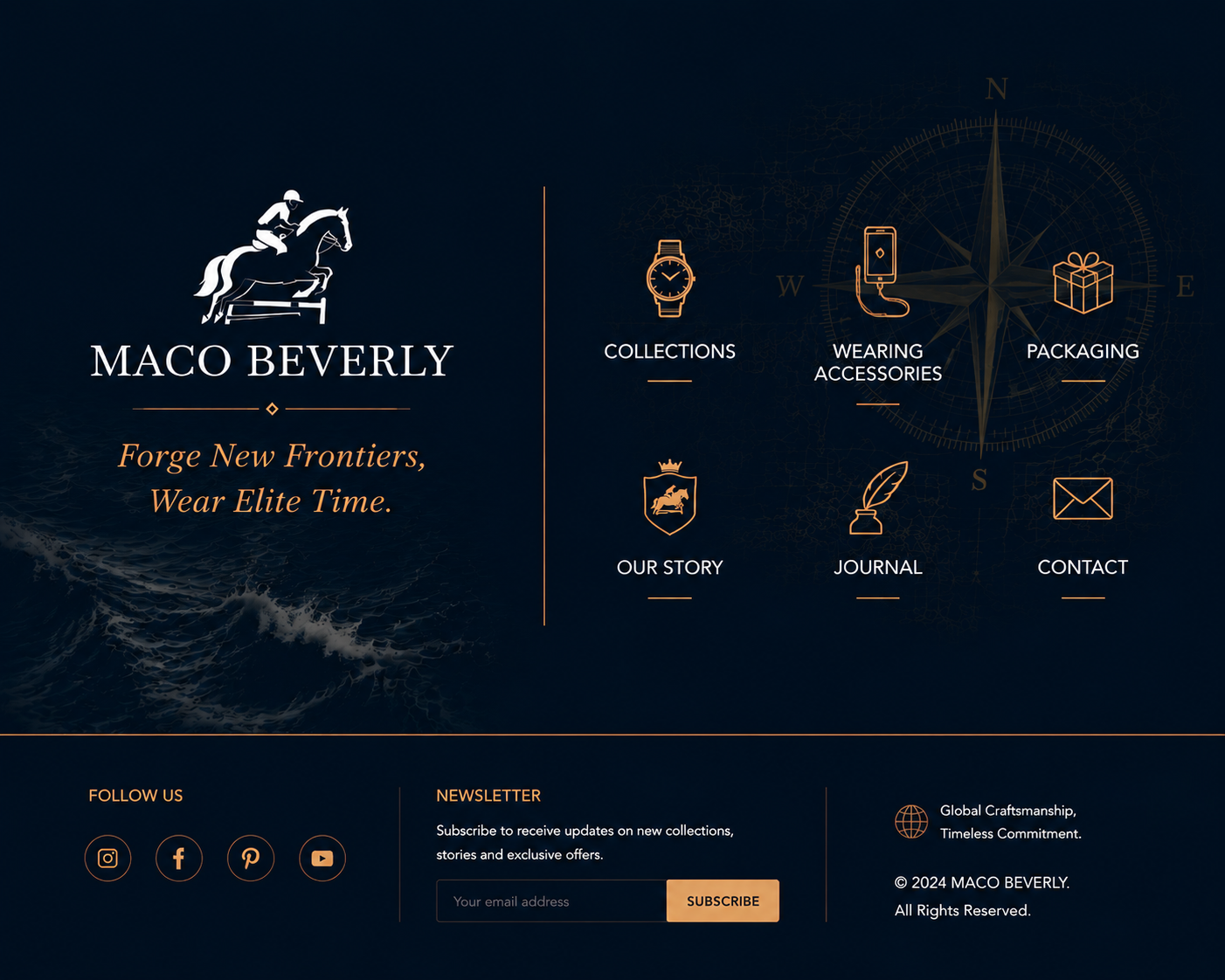 MACO BEVERLY site navigation and footer